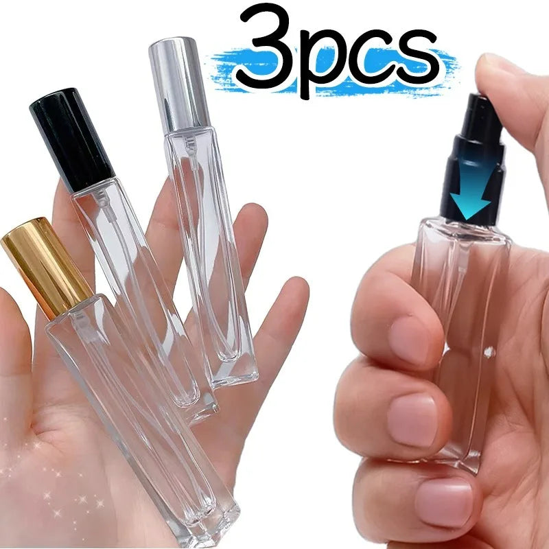 1/3Pcs Travel Perfume Spray Bottles 10ML Clear Glass Pray Atomizer Empty Sample Vials Refillable Travel Sample Spray Bottles