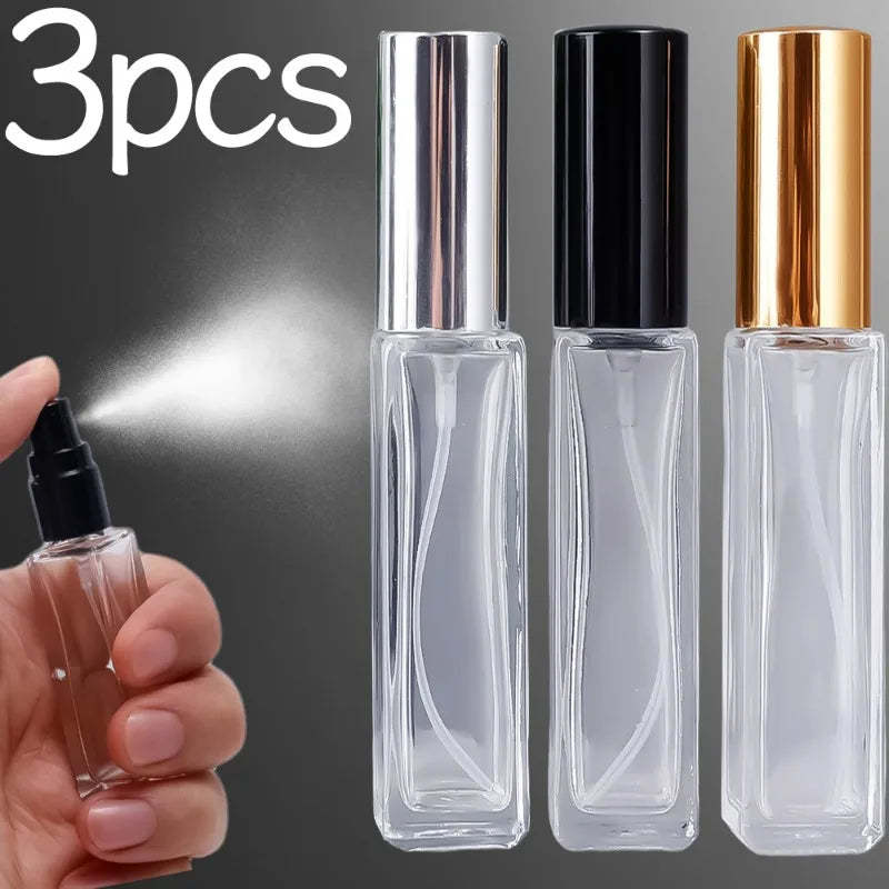 1/3Pcs Travel Perfume Spray Bottles 10ML Clear Glass Pray Atomizer Empty Sample Vials Refillable Travel Sample Spray Bottles